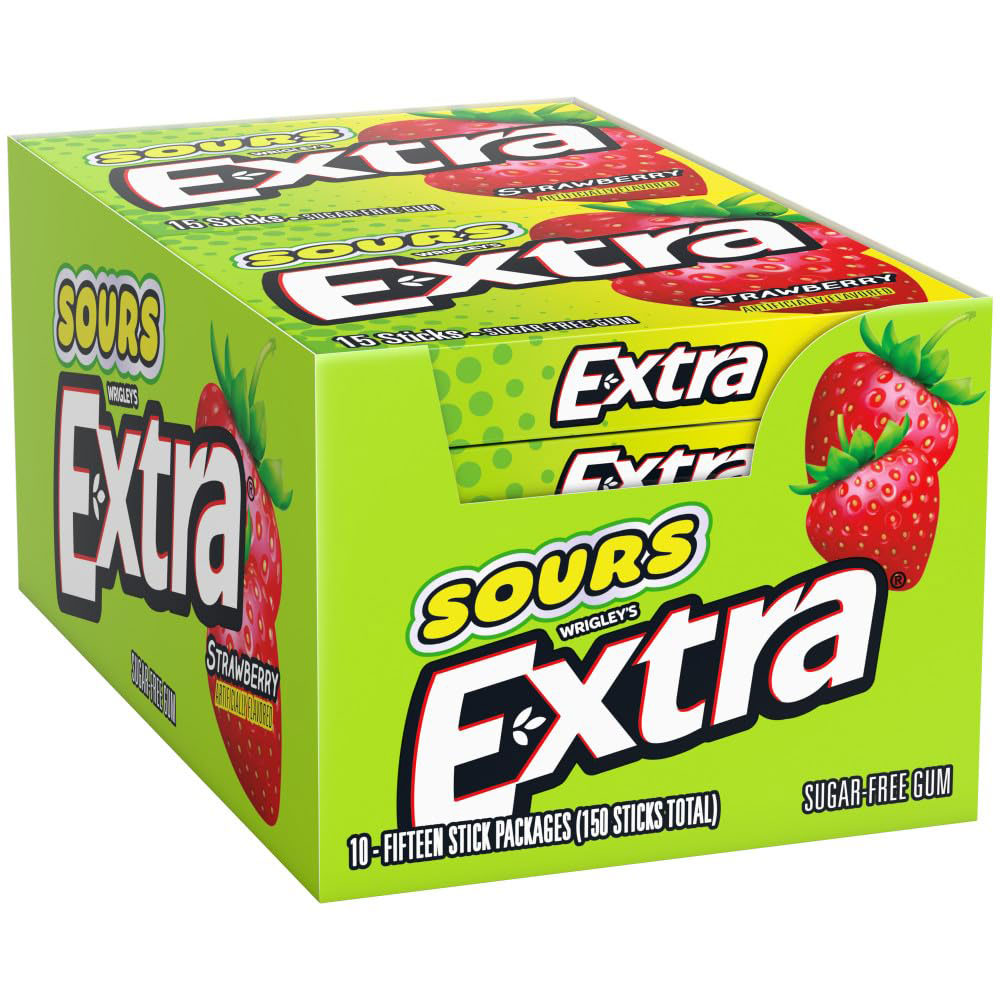 Extra Sours Strawberry Sugar Free Gum 10ct Box