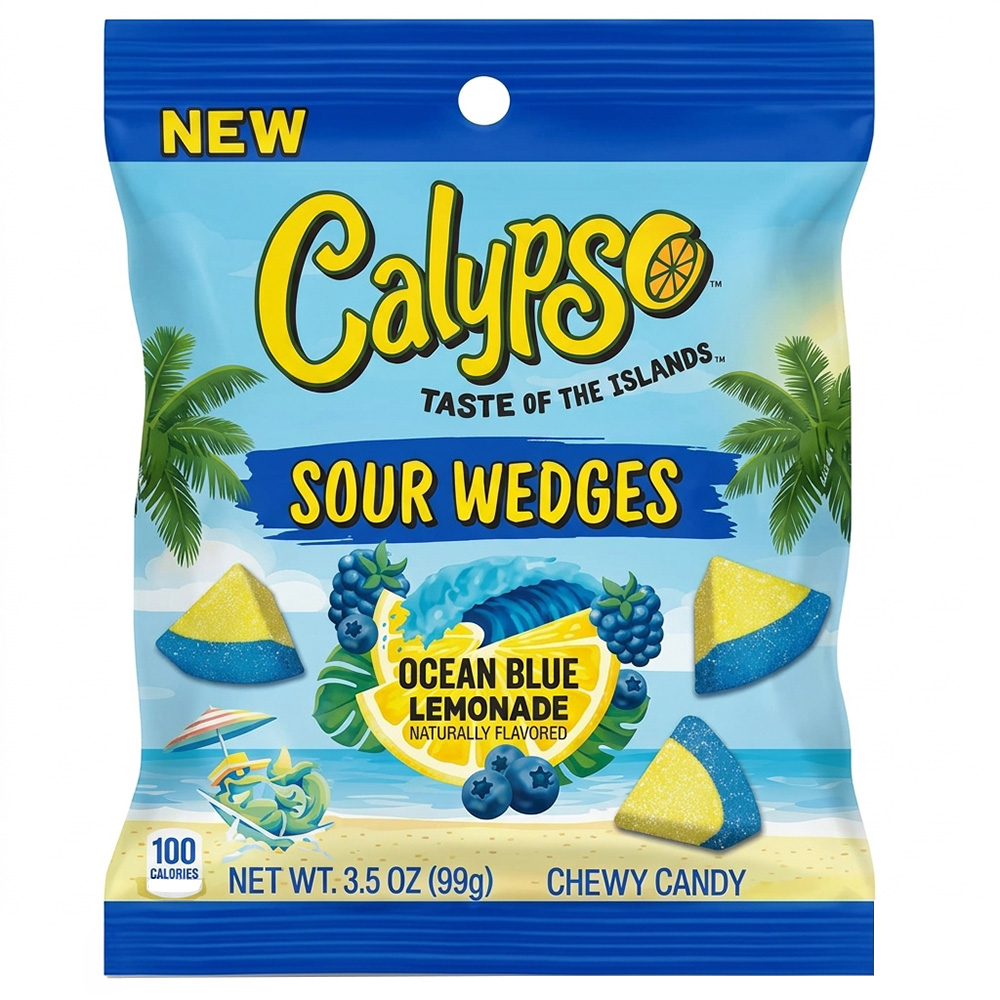 Calypso Sour Wedges Ocean Blue Lemonade 3.5oz Bag