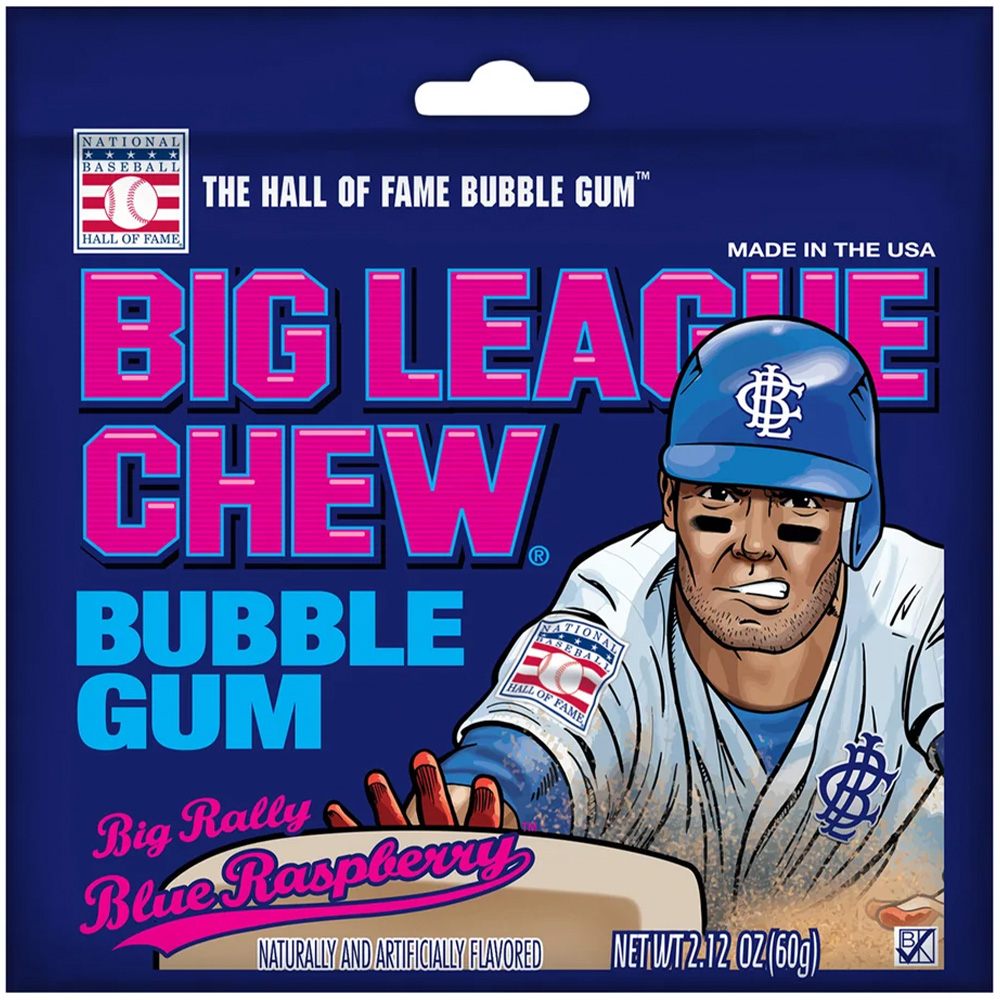 Big League Chew Big Rally Blue Raspberry Bubble Gum, 2.12 oz Pouch
