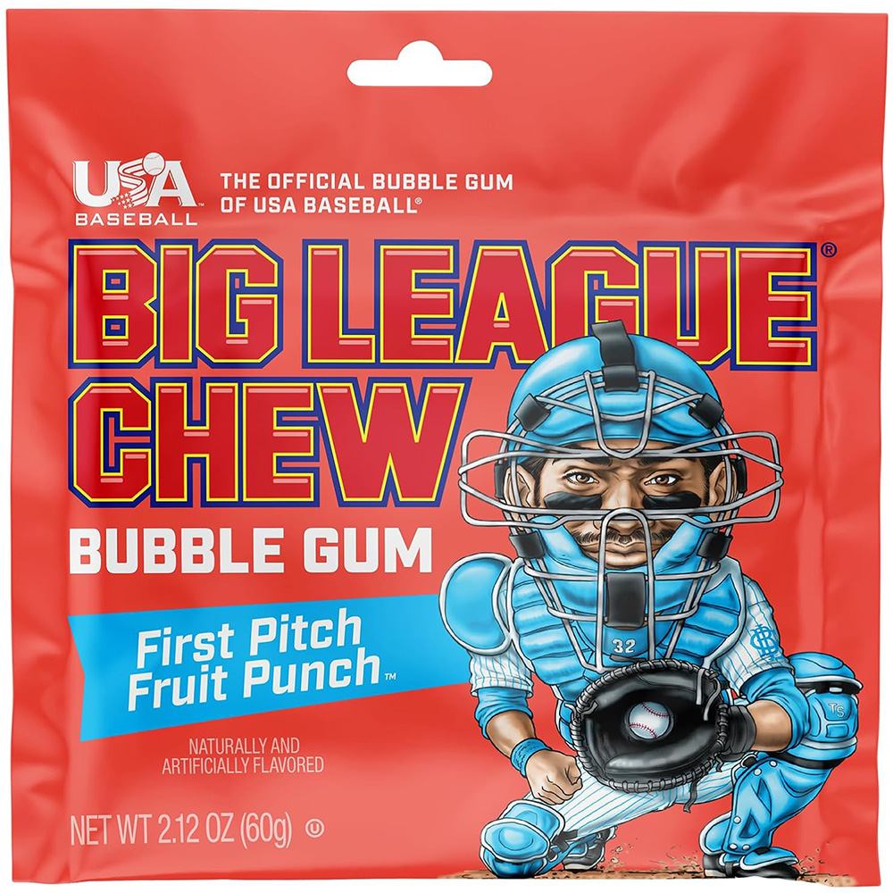 Big League Chew First Pitch Fruit Punch Bubble Gum, 2.12 oz Pouch