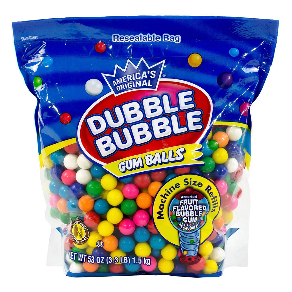 Dubble Bubble Assorted Gumballs 8 Flavors 3.3lb Bag