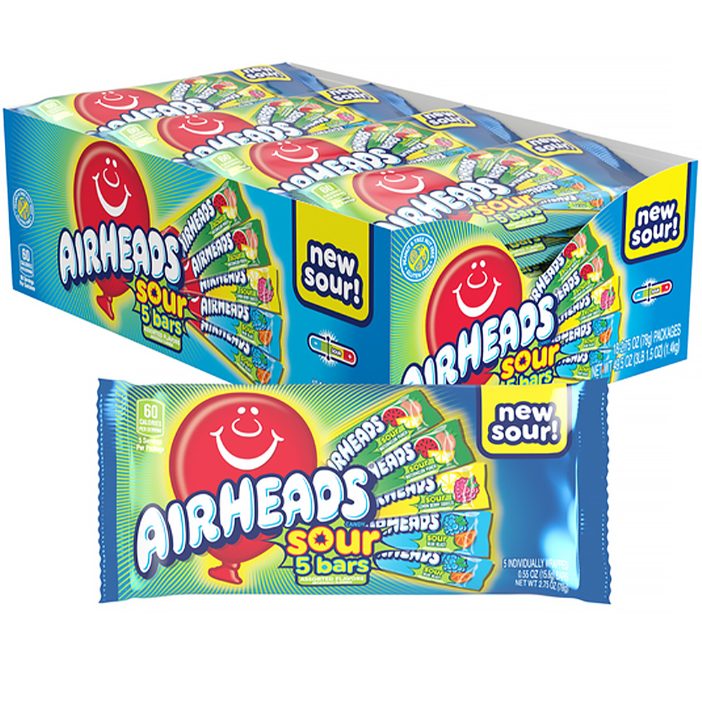 Airheads 5 Bars Assorted Sour Variety Pack 18ct Box