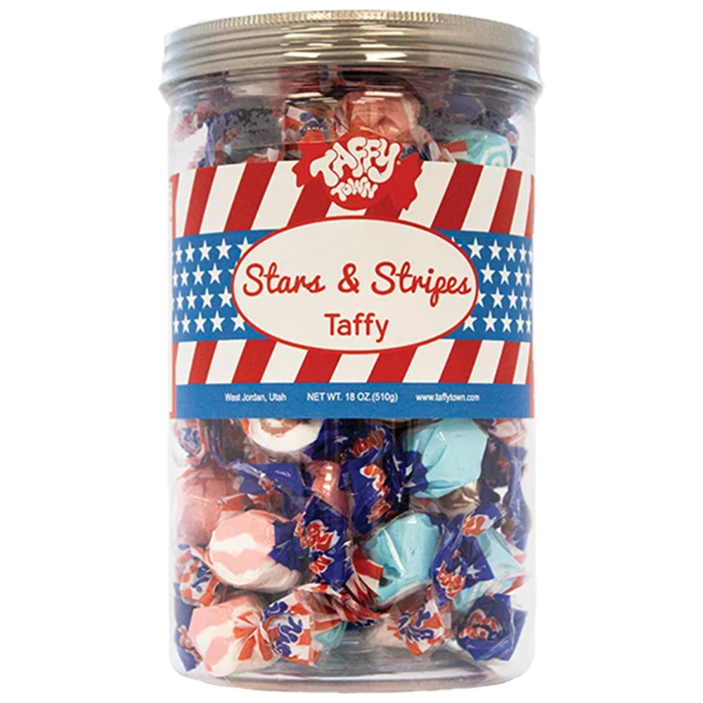 Taffy Town Stars and Stripes Salt Water Taffy 18oz Gift Canister