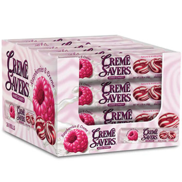 Creme Savers Hard Candy Raspberries and Creme 24ct Box