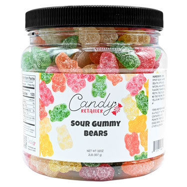 Candy Retailer Gummy Bears Sour 32oz Jar