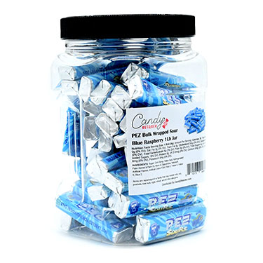 Candy Retailer PEZ Bulk Wrapped Sour Blue Raspberry 1Lb Jar