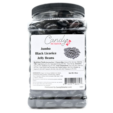 Candy Retailer Jumbo Jelly Beans Black Licorice 5 Lb