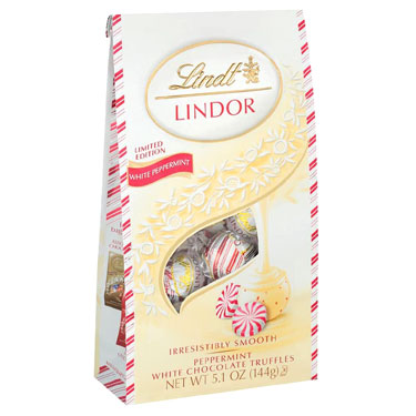 Lindor Holiday White Chocolate Peppermint 5.1oz Bag