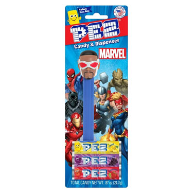 PEZ Dispenser Marvel Sam Wilson Captain America with Candy Rolls