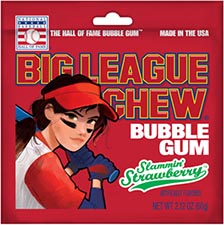 Big League Chew Slammin' Strawberry Bubble Gum, 2.12 oz Pouch