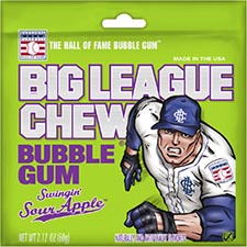 Big League Chew Swingin' Sour Apple Bubble Gum, 2.12 oz, 12 Pack Box