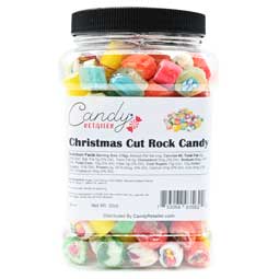 Candy Retailer Christmas Cut Rock Hard Candy 2 Lb. Jar